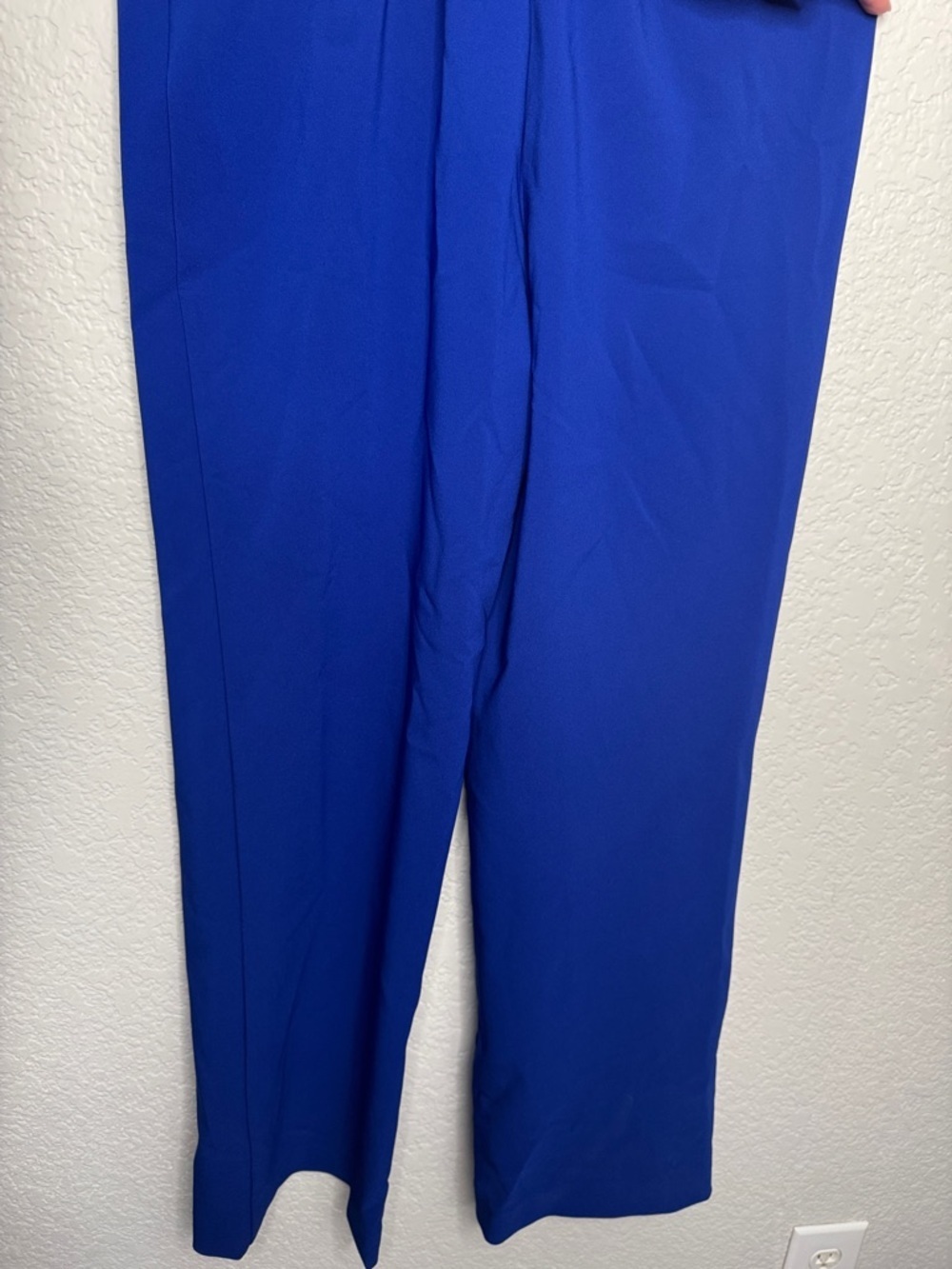 NEW Aidan Mattox Blue One Shoulder Crepe Jumpsuit Side Cut Out Size 6 - Picture 5 of 8